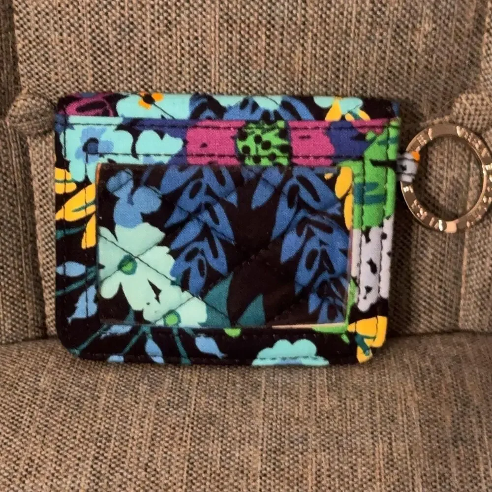 Vera Bradley Card Wallet Womens Multicolor Floral Quilted Key Ring ID Case